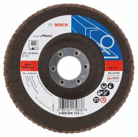 BOSCH FLAP DISCS BLUE METAL BOMB SHAPED125 MM GRIT 80 